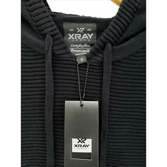Xray Drawstring Hoodie 100% Cotton Pullover Sweater Black Long Sleeve Mens S NEW - Picture 7 of 9